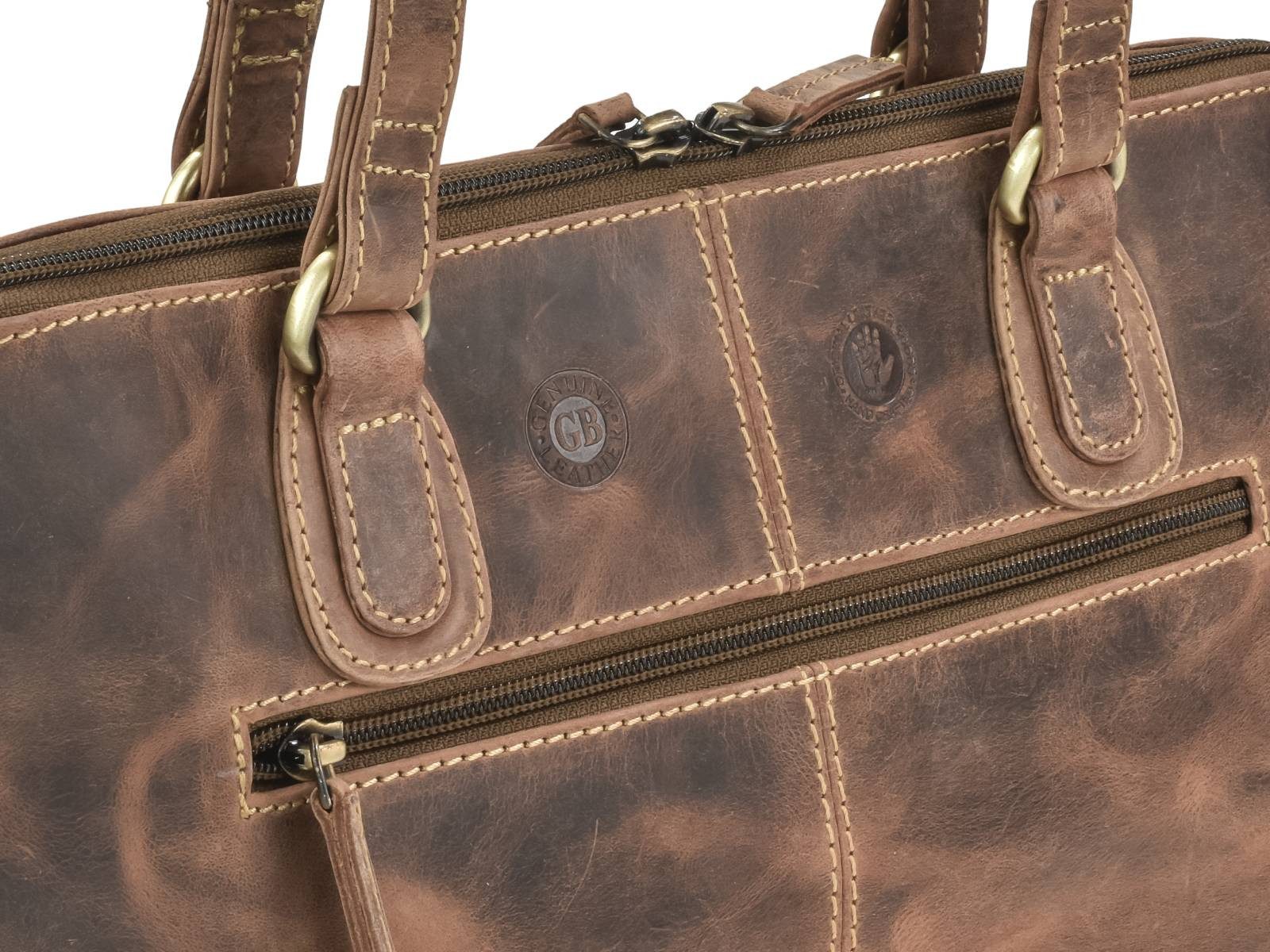 Greenburry Shopper "Vintage" Leder Schultertasche Damen 37x21cm mit 2 Fächern, Leder Shopper von Greenburry – Stilvoll und Funktional für Jeden Tag