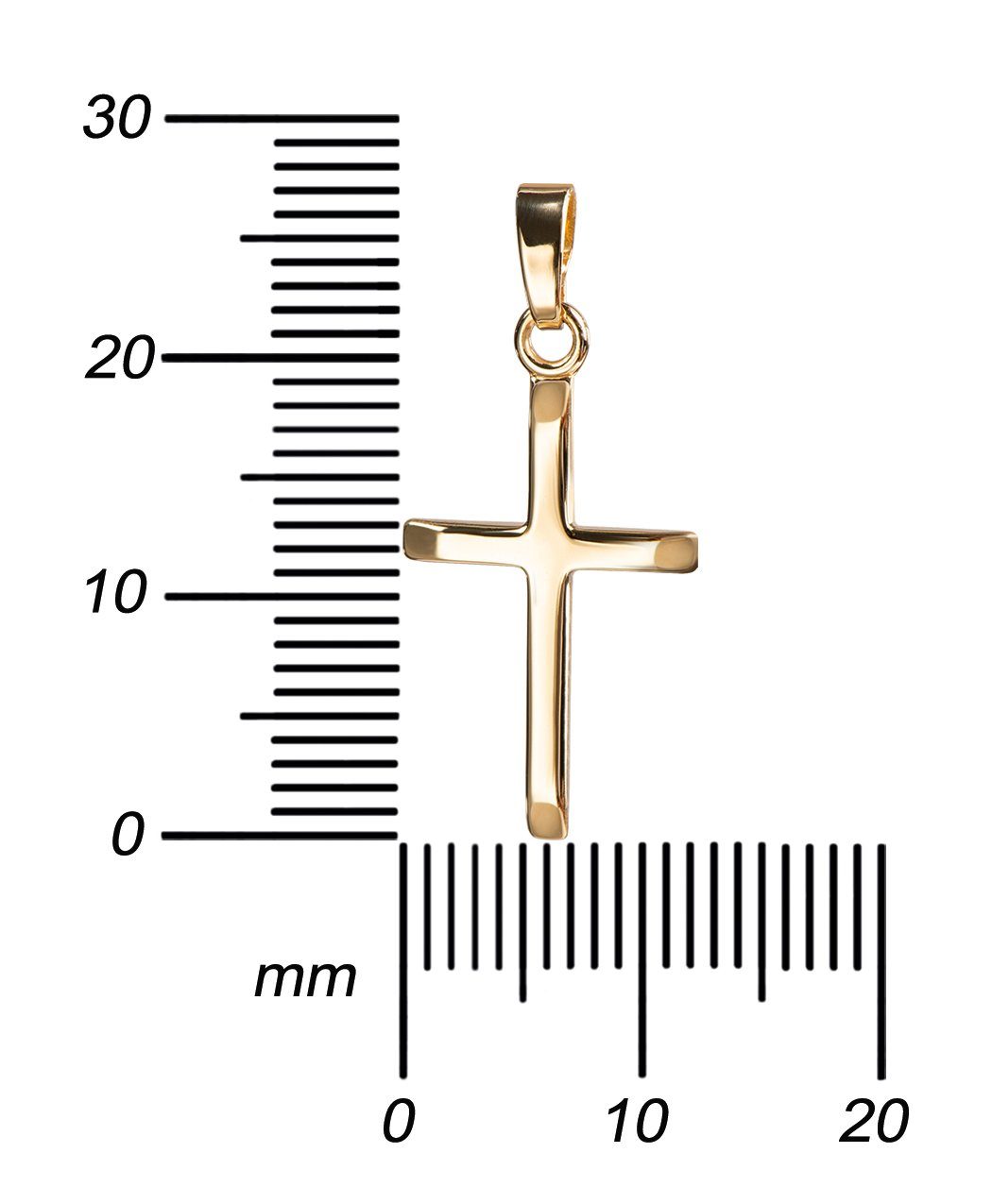Goldkreuz JEVELION Kreuzanhänger Kreuzkette und Mit - wählbar Länge Damen Kette. cm - Kette Made 36 oder (Goldanhänger, für 750 Germany vergoldet- Herren), ohne 70 in