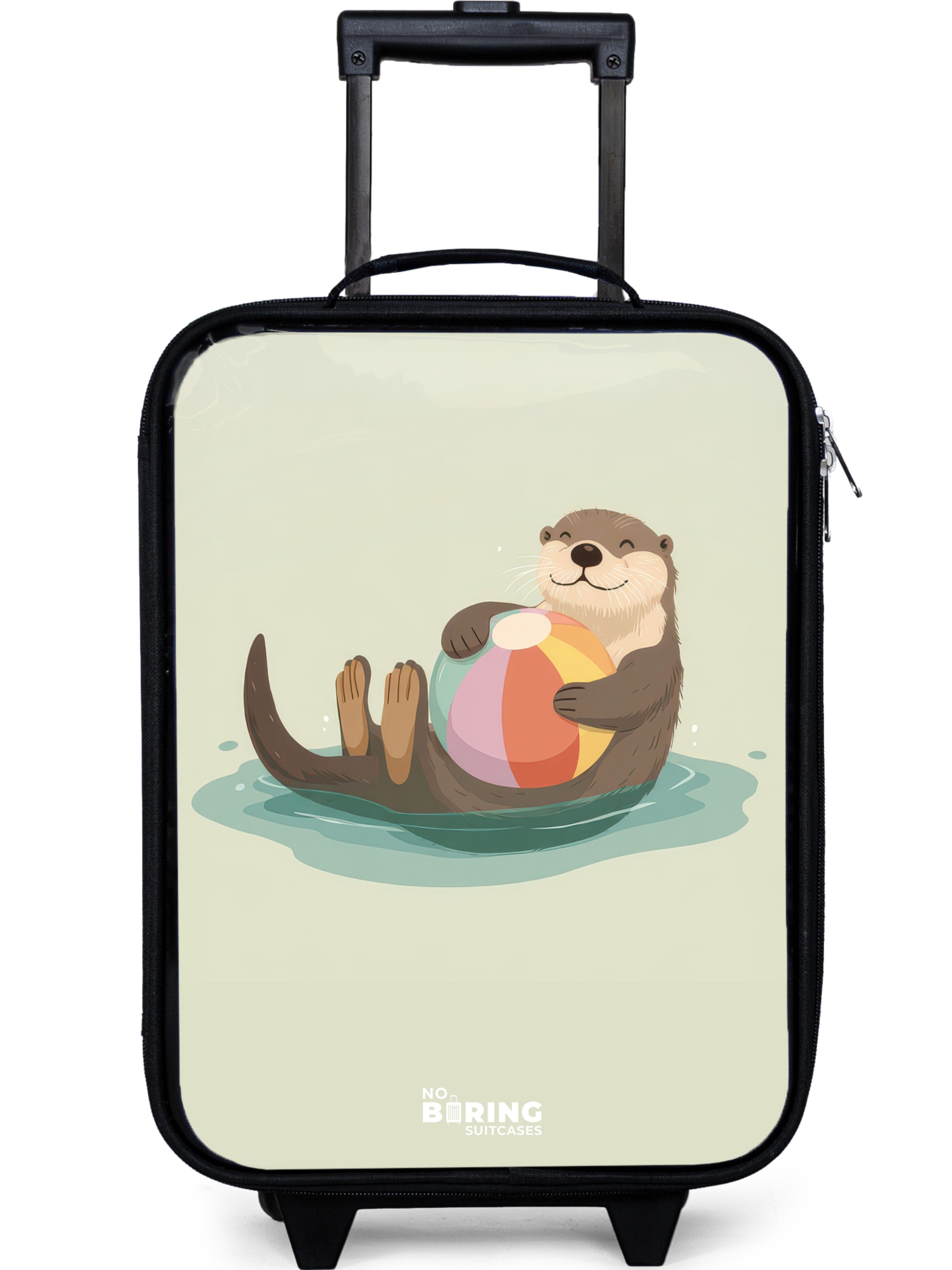 NoBoringSuitcases.com© Kinderkoffer mit leuchtende Räder - Otter - Strandball - Wasser, 2 Rollen, Kinder Koffer Klein, Trolley Handgepäck, Reisekoffer