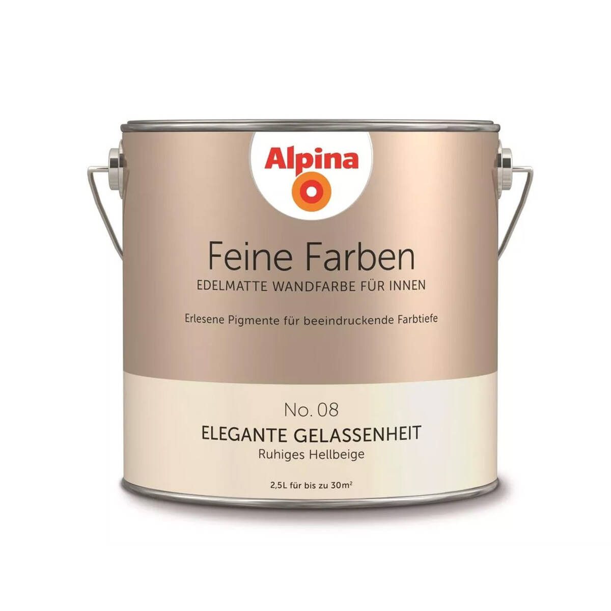 Alpina Wand- und Deckenfarbe Ruhiges Hellbeige No. 08, Matt, wasserbasiert, ohne Grundierung, hochdeckend