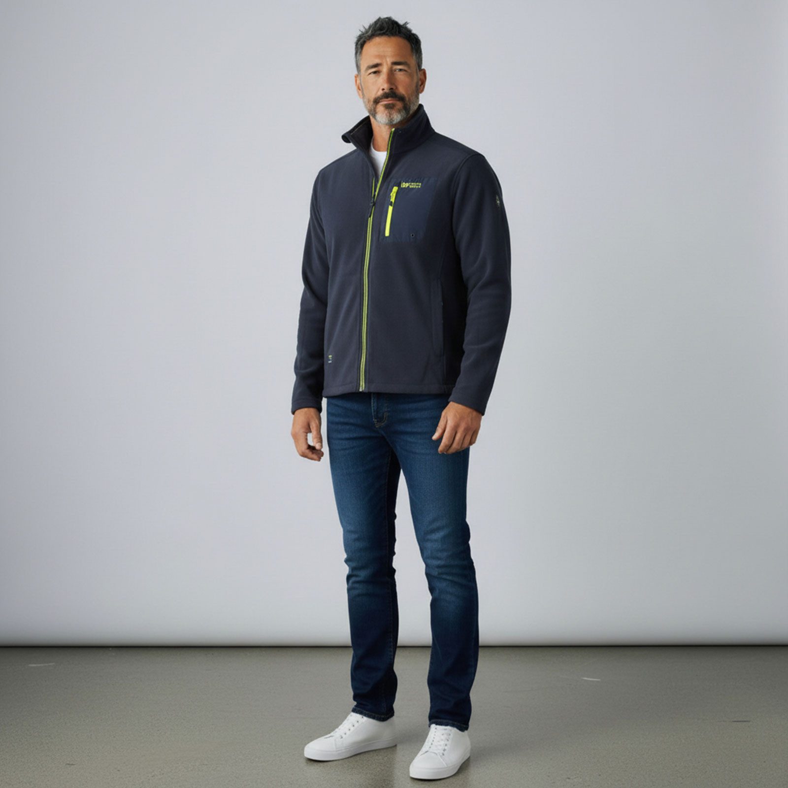 Dry Fashion Fleecejacke Esens Herren Jacke Fleece Stehkragen - Übergangsjacke Freizeitjacke Sportive Passform, Seitentaschen & Brusttasche mit Reißverschluss