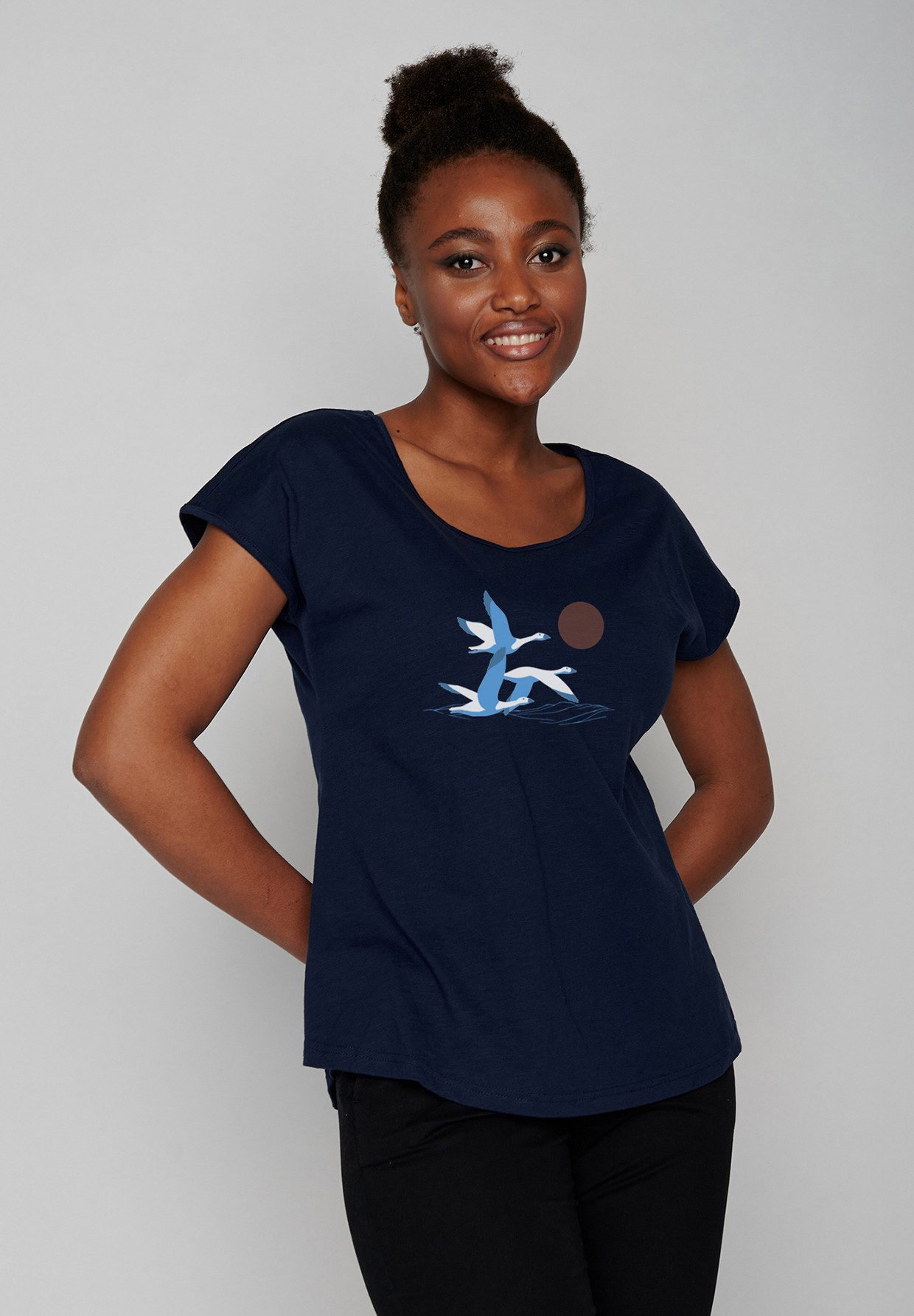GreenBomb T-Shirt Cool Animal Goose Family Motiv Tiere Gans (1-tlg., 1) Rundhalsausschnitt, Bio-Baumwolle, GOTS Zertifiziert