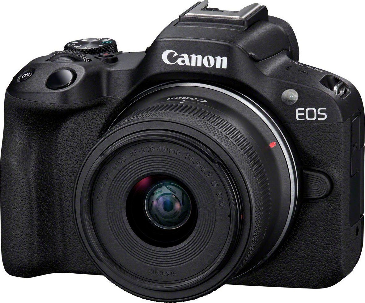 Canon EOS R50 + IS IS inkl. 18-45mm F4.5-6.3 Bluetooth, IS) Objektiv WLAN, RF-S Systemkamera RF-S 24,2 STM, 18-45mm F4.5-6.3 (RF-S Kit 18-45 STM MP