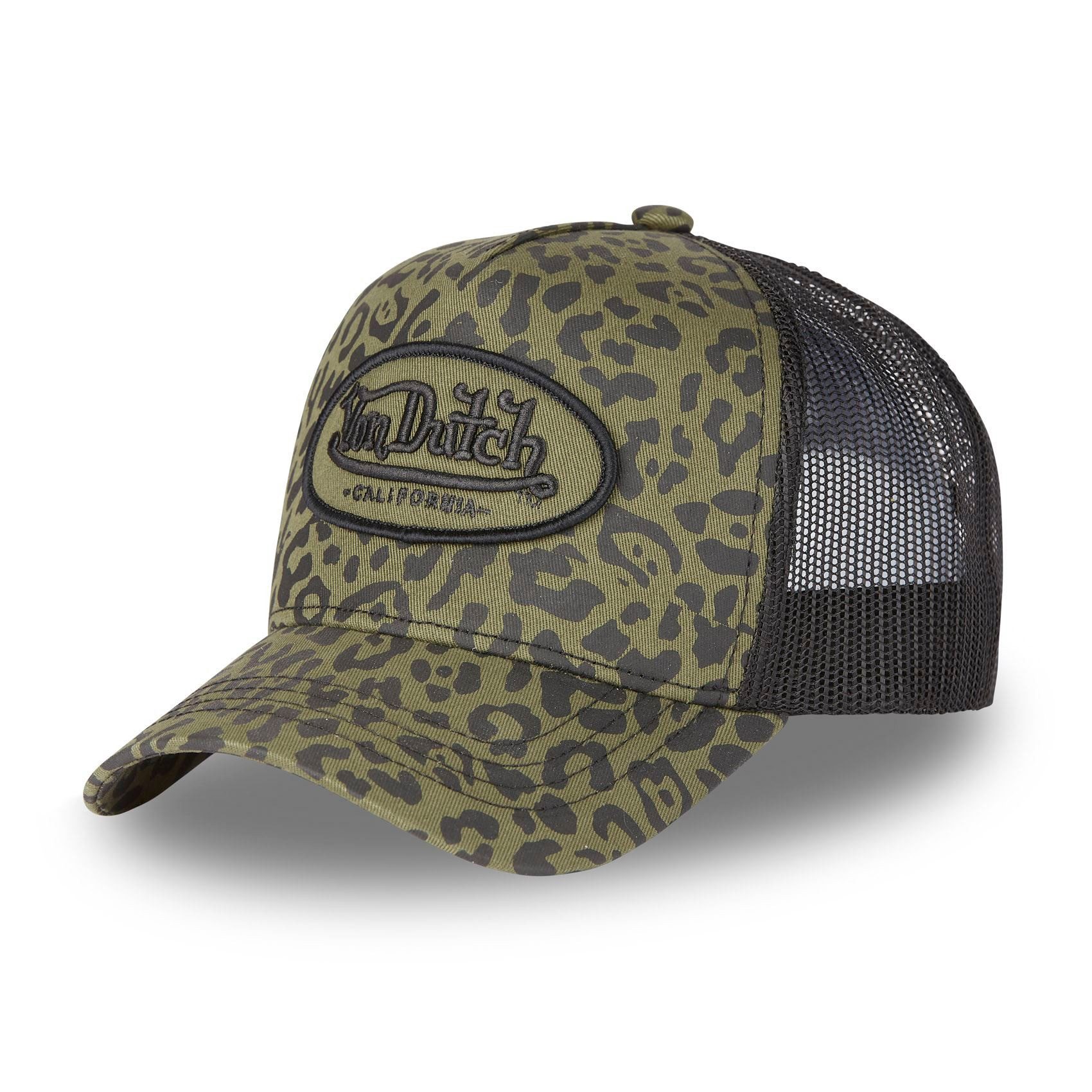 Von Dutch Trucker Cap Von Dutch Originals Trucker Cap - CALIFORNIA Leopard Khaki (Basecap, Meshcap, Trucker Kappe)