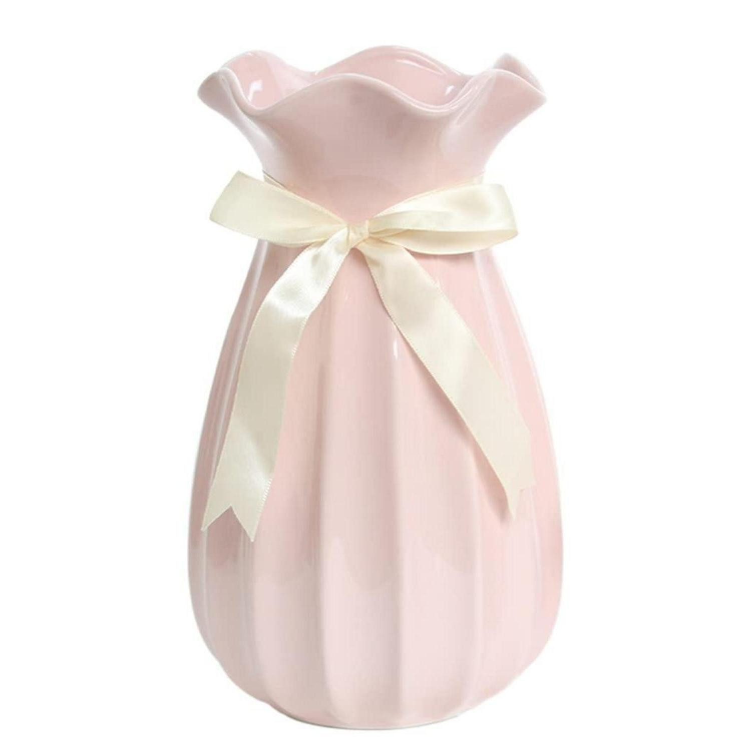 LuxusKollektion Tischvase Vase Rosa 24cm Modern Keramik (1 St)