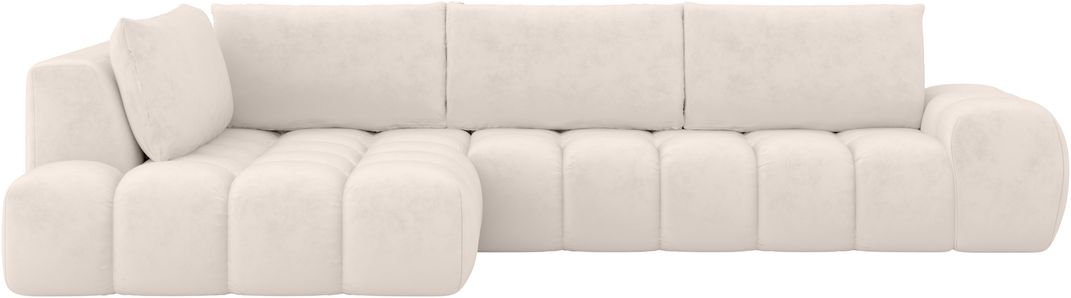 OTTO home Ecksofa AZITA L-Form, XXL 352 cm Designsofa in Bubble-Opitk, lose Rückenkissen, traumhafte Steppung