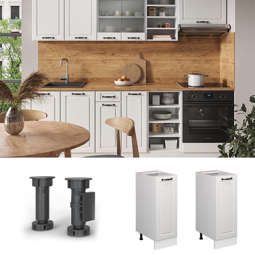 Vicco Apothekerschrank R-Line, Weiß Landhaus/Weiß, 30 cm ohne Arbeitsplatte (1-St)