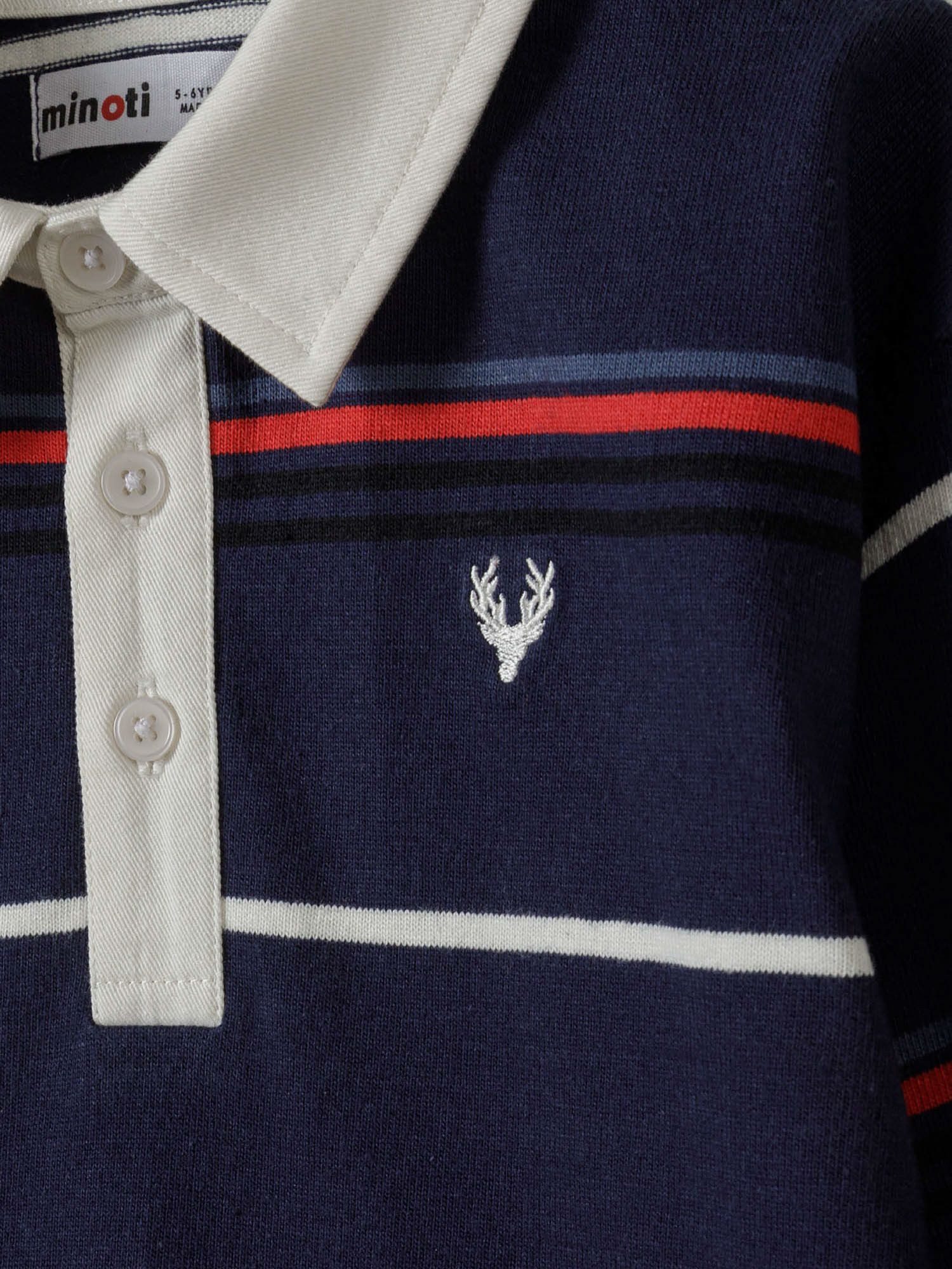 MINOTI Poloshirt Gestreiftes Langarmshirt mit Kragen und Stickerei (2y-14y) weißer Kragen – Bild 4 von 4