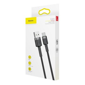 Baseus Ladekabel strapaziertes Nylonkabel USB/USB-C QC3.0 3A 1M schwarz-grau Smartphone-Kabel