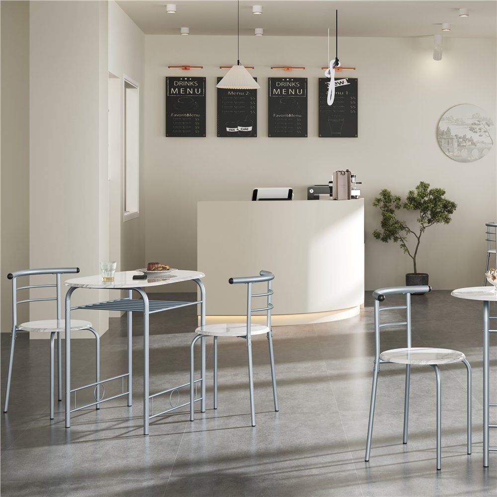 Yaheetech Esszimmer-Set Essgruppe mit 2 Stühlen, Esszimmergruppe 3-teilig