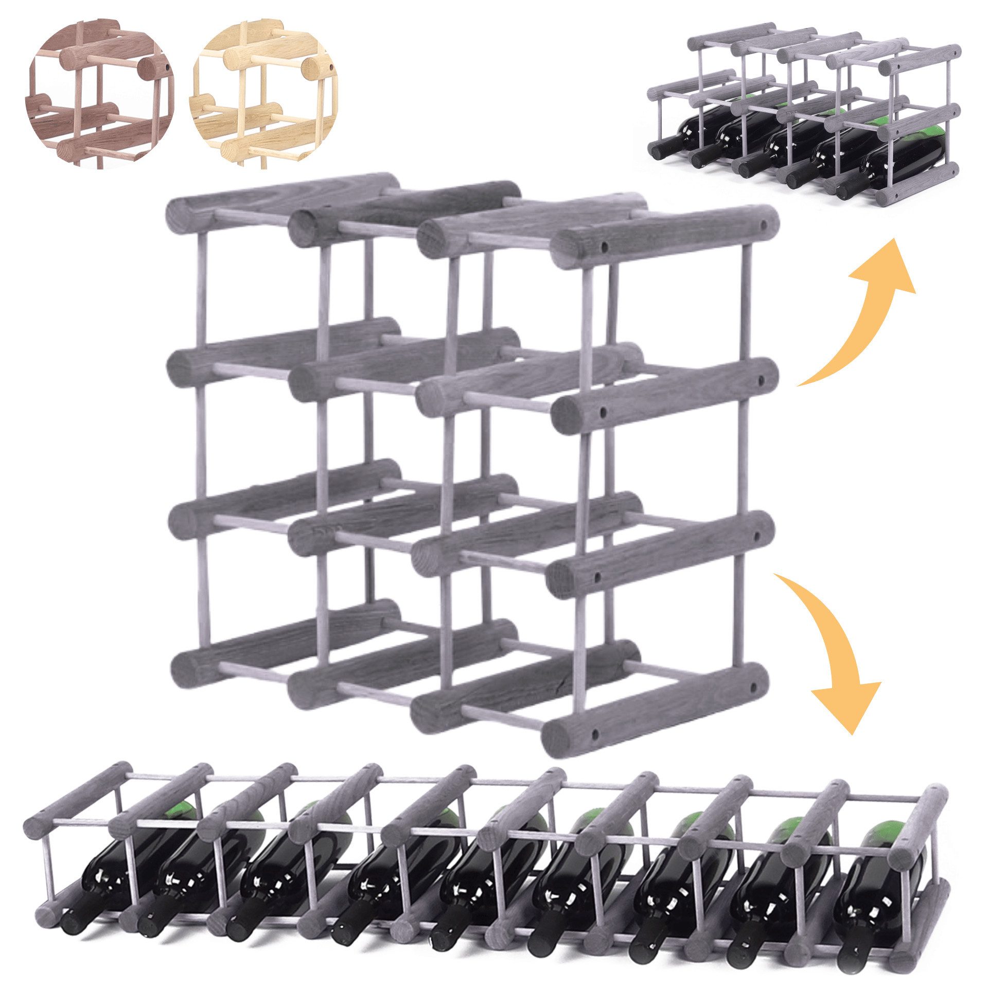 Modo24 Flaschenregal RW7 Eiche Nadelholz Massivholz Für 12 bis 76 Flaschen günstig online kaufen