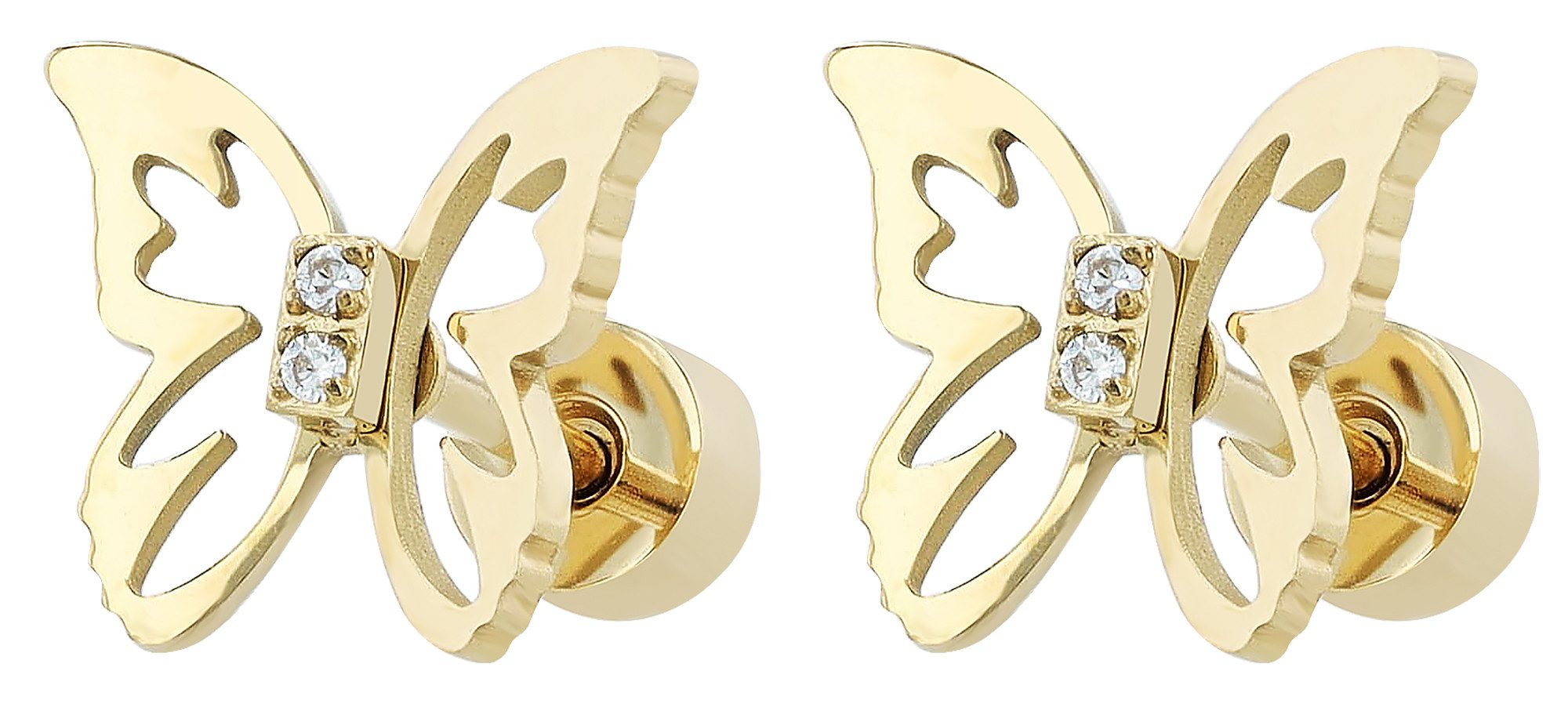 AKZENT Ohrring-Set Edelstahl, Schraubverschluss, Schmetterling, hautverträglich (Paar)