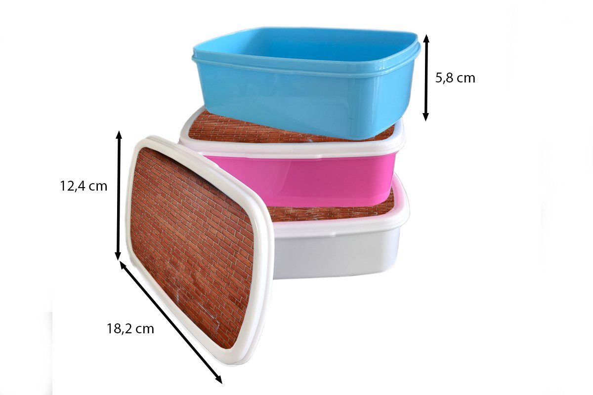 MuchoWow Lunchbox Ziegel rosa für Erwachsene, Brotdose - (2-tlg), Brotbox Kunststoff, Kunststoff Textur, - Mädchen, Kinder, Snackbox, Mauer