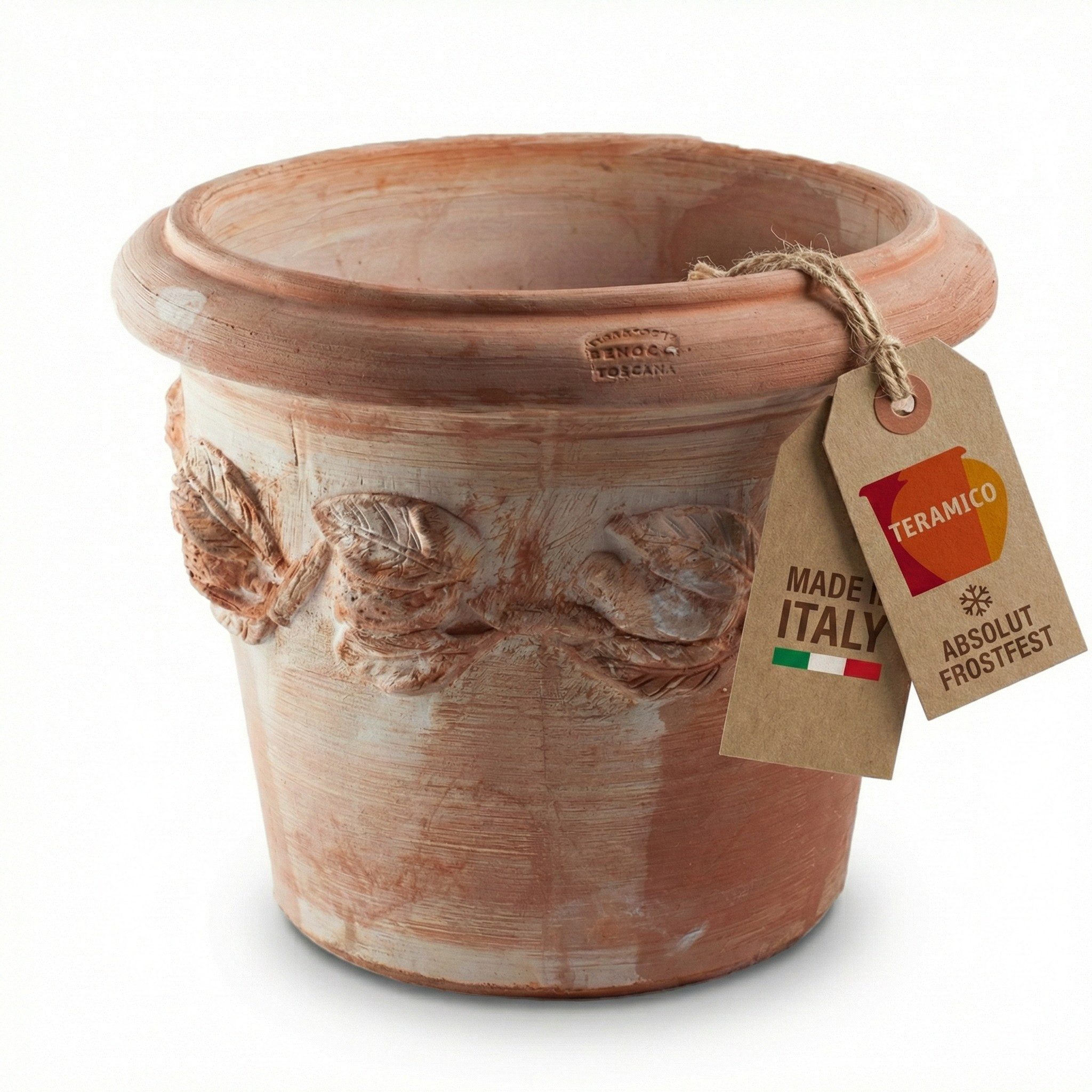 Teramico Blumentopf Pflanzgefäß Blumentopf Terrakotta "Limoni" 25x21cm frostfest (1 St), Frostfest, UV-Fest