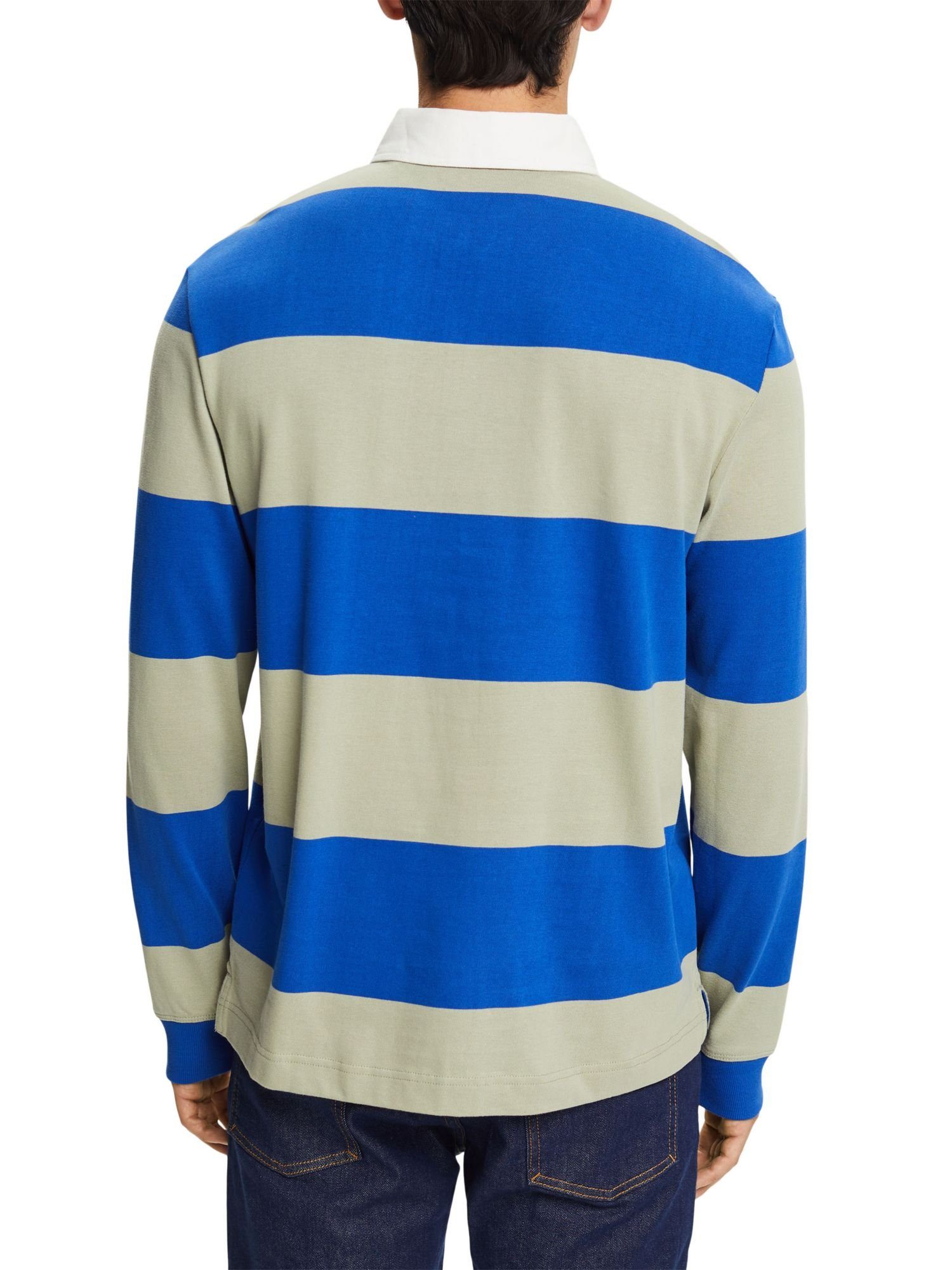 Esprit Langarm-Poloshirt Gestreiftes BRIGHT BLUE Rugbyhemd