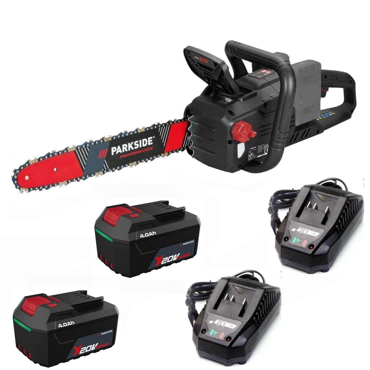 PARKSIDE PERFORMANCE® Akku-Kettensäge 40V Kettensäge PPKSA 40 Li C3, 2x Akku 4.0 Ah, 2x Ladegerät C1