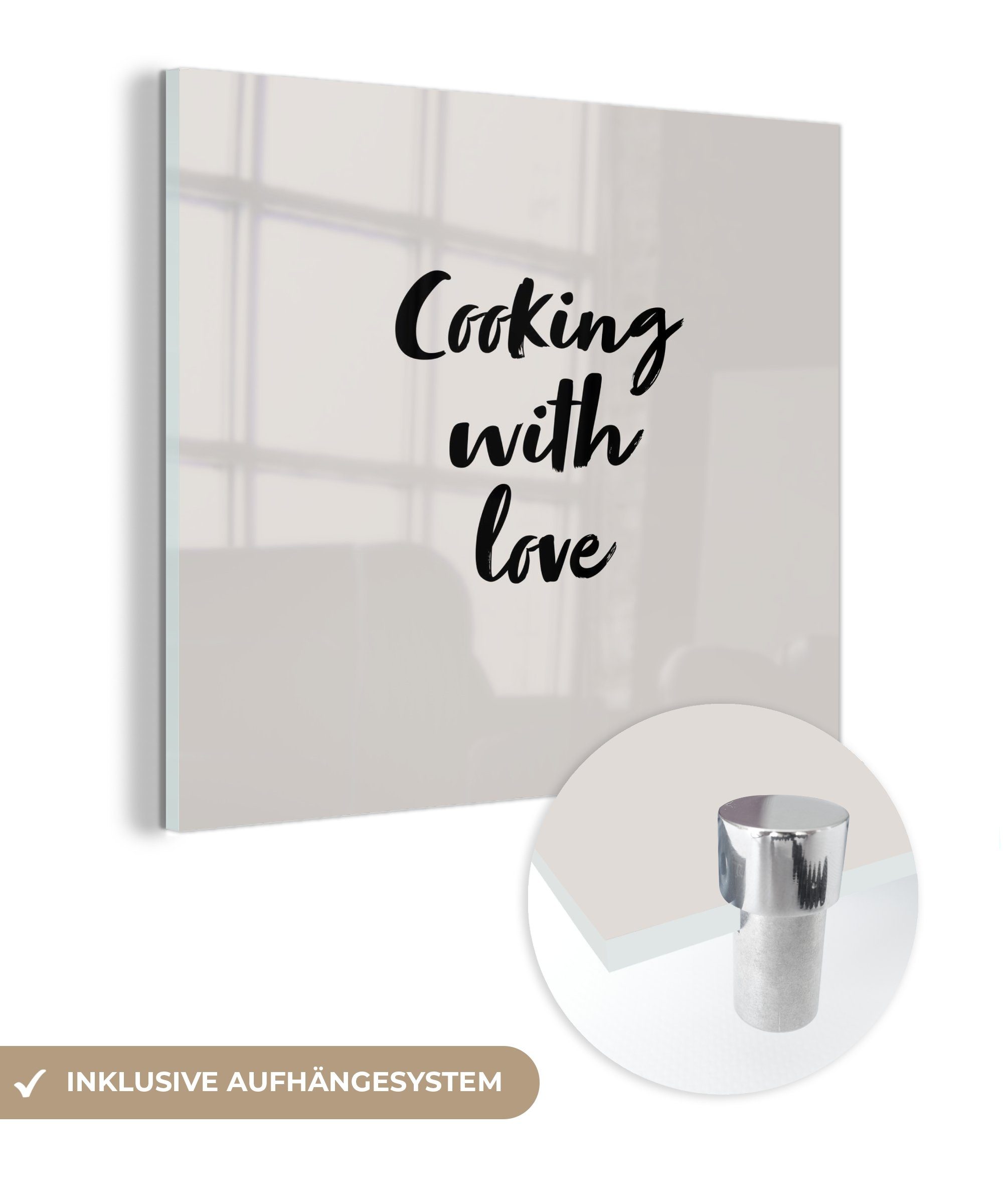 MuchoWow Acrylglasbild Zitate Liebe Kochen mit Liebe Sprichwörter