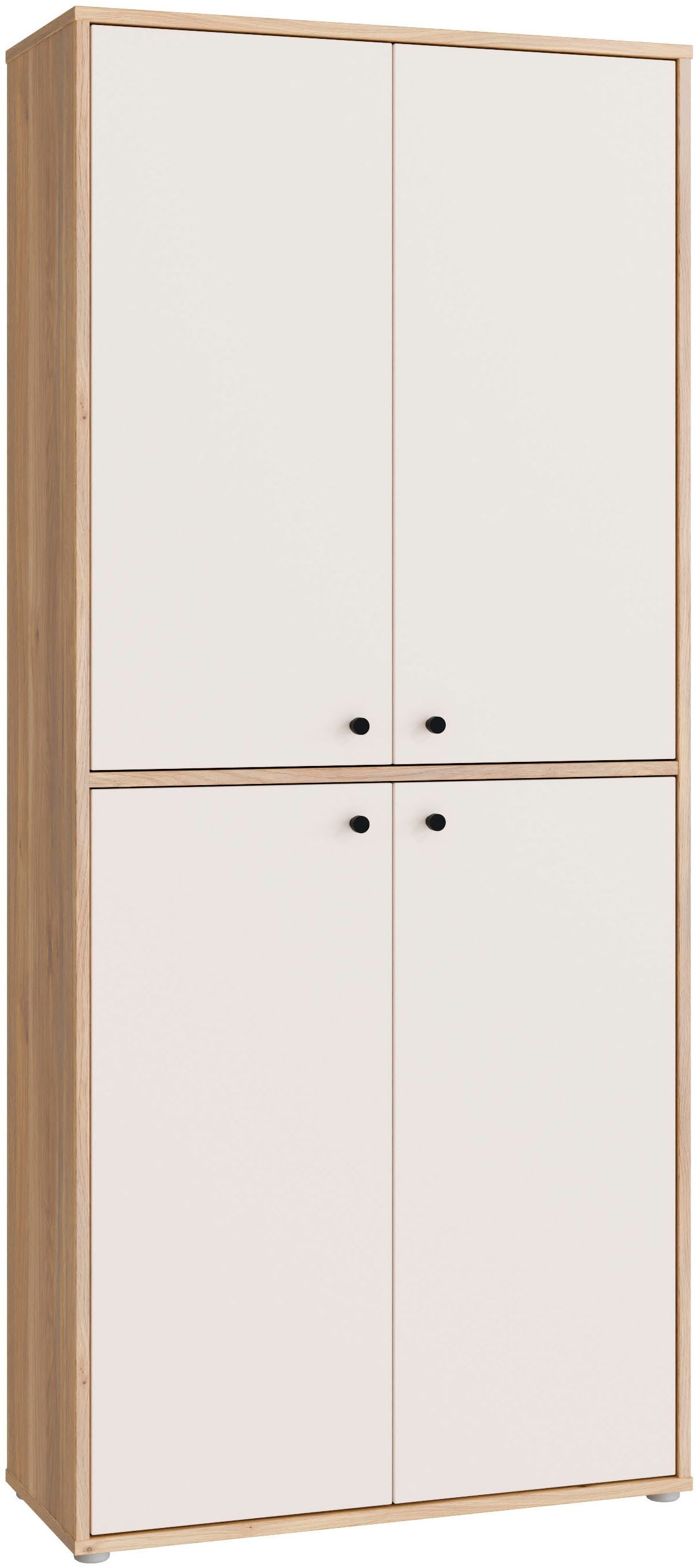 FORTE Schuhschrank Metallgriffe Schwarz, Soft Close, Vollauszug