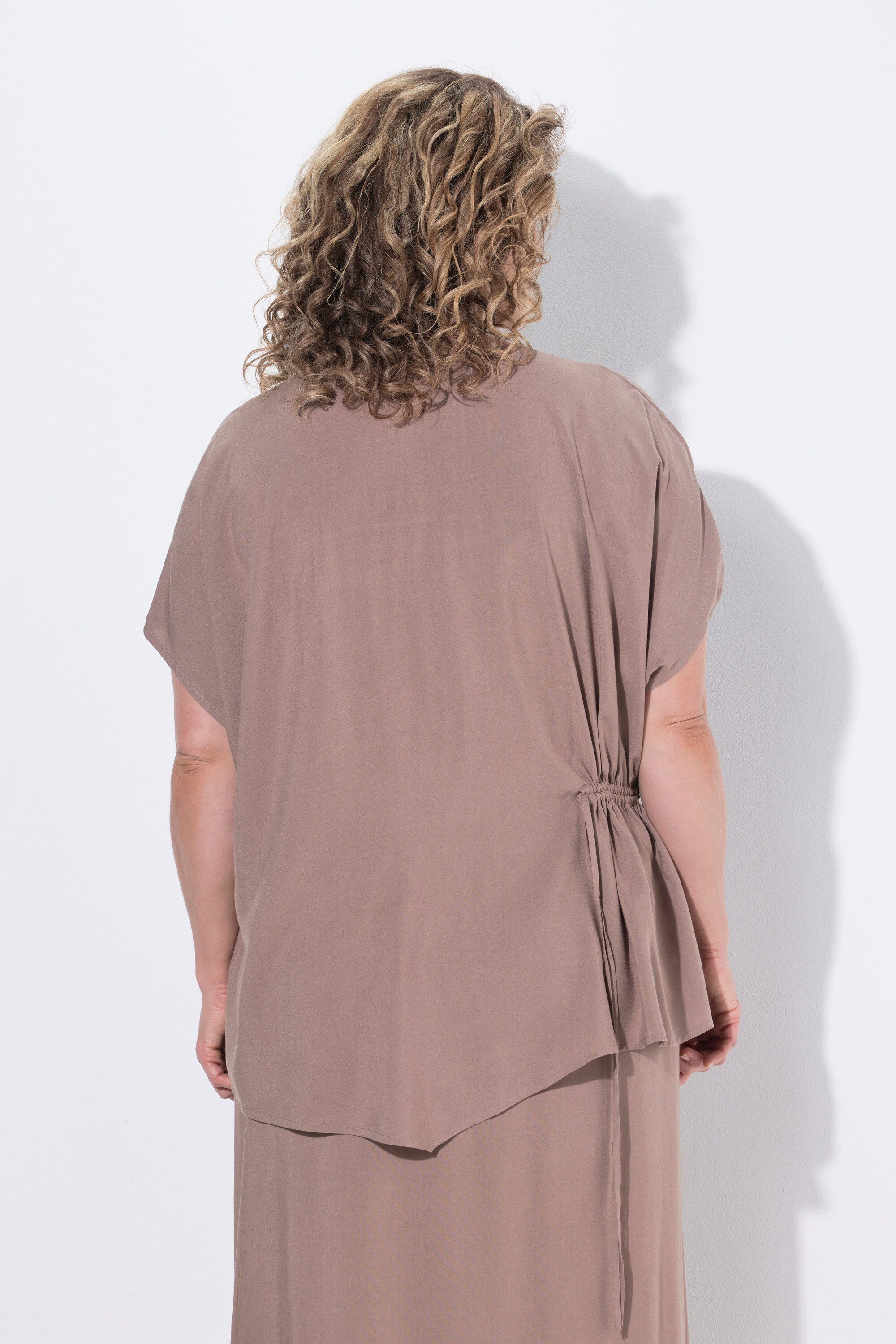 Ulla Popken Tunika Tunika drapiert Tunika-Ausschnitt Halbarm