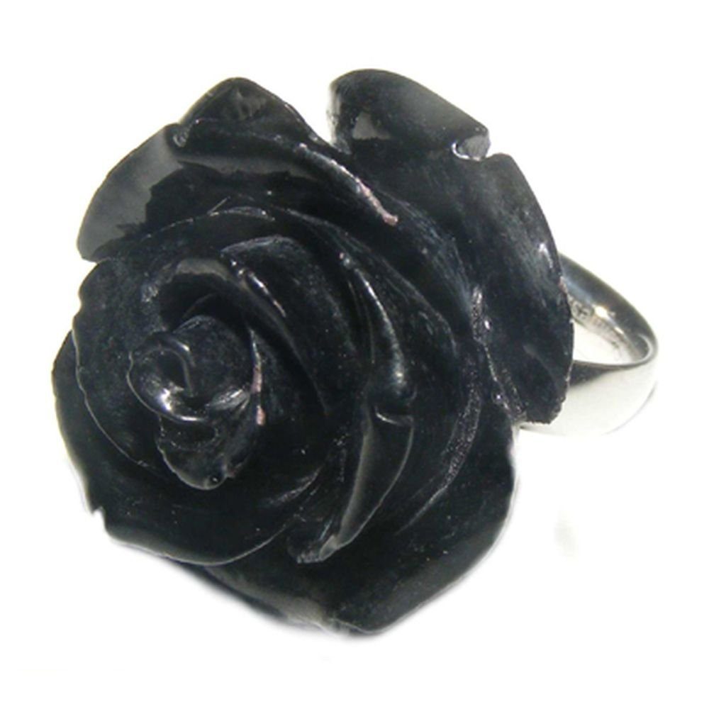 Fingerring "Black Roses" Edelstahl Ring mit Rosendesign