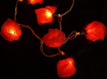 Guru-Shop LED-Lichterkette Blüten LED Lichterkette 20 Stk. - Rose orange/rot