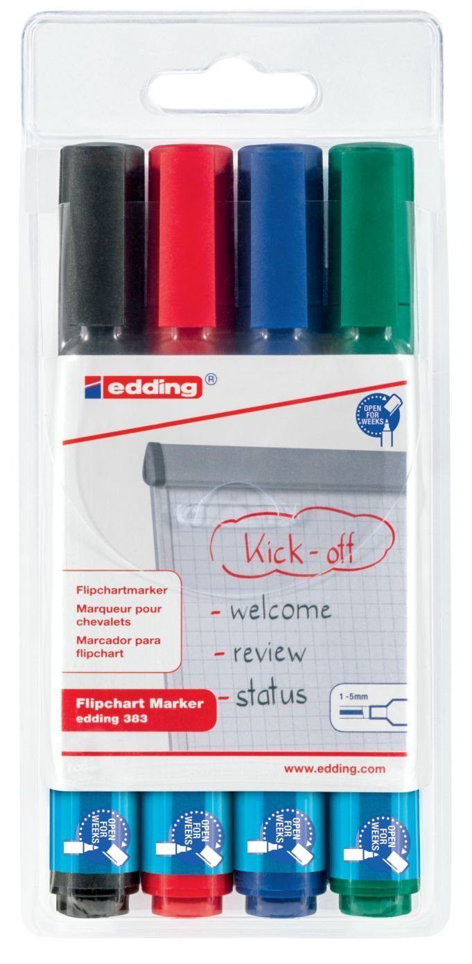 edding Whiteboard Marker 4 edding 383 Flipchart-Marker farbsortiert 1,0 - 5,0 mm