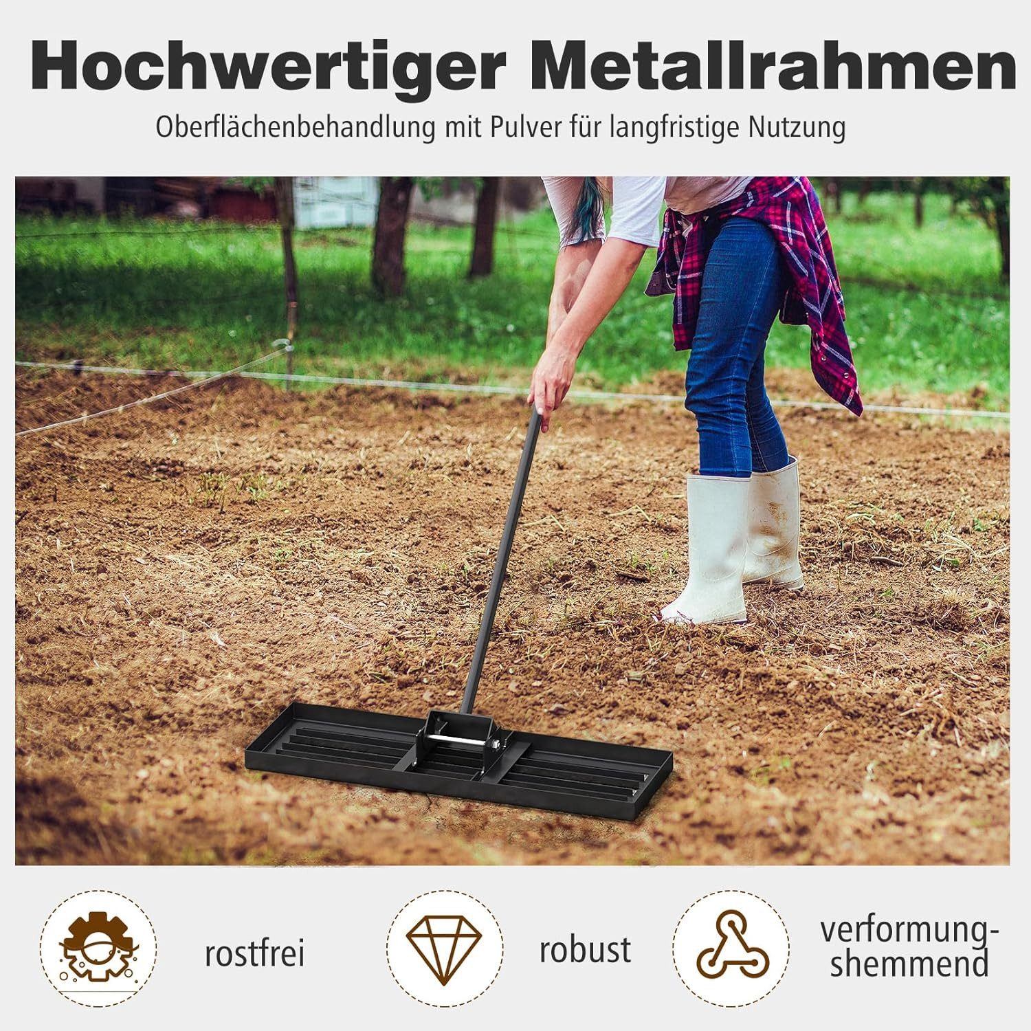 KOMFOTTEU Rasenrechen Nivellierrechen Gartenrechen