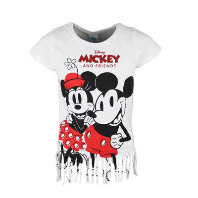 Disney Mickey Mouse Print-Shirt Minnie und Mickey Maus Jugend Mädchen T-Shirt Gr. 134 bis 164, Grau oder Weiß