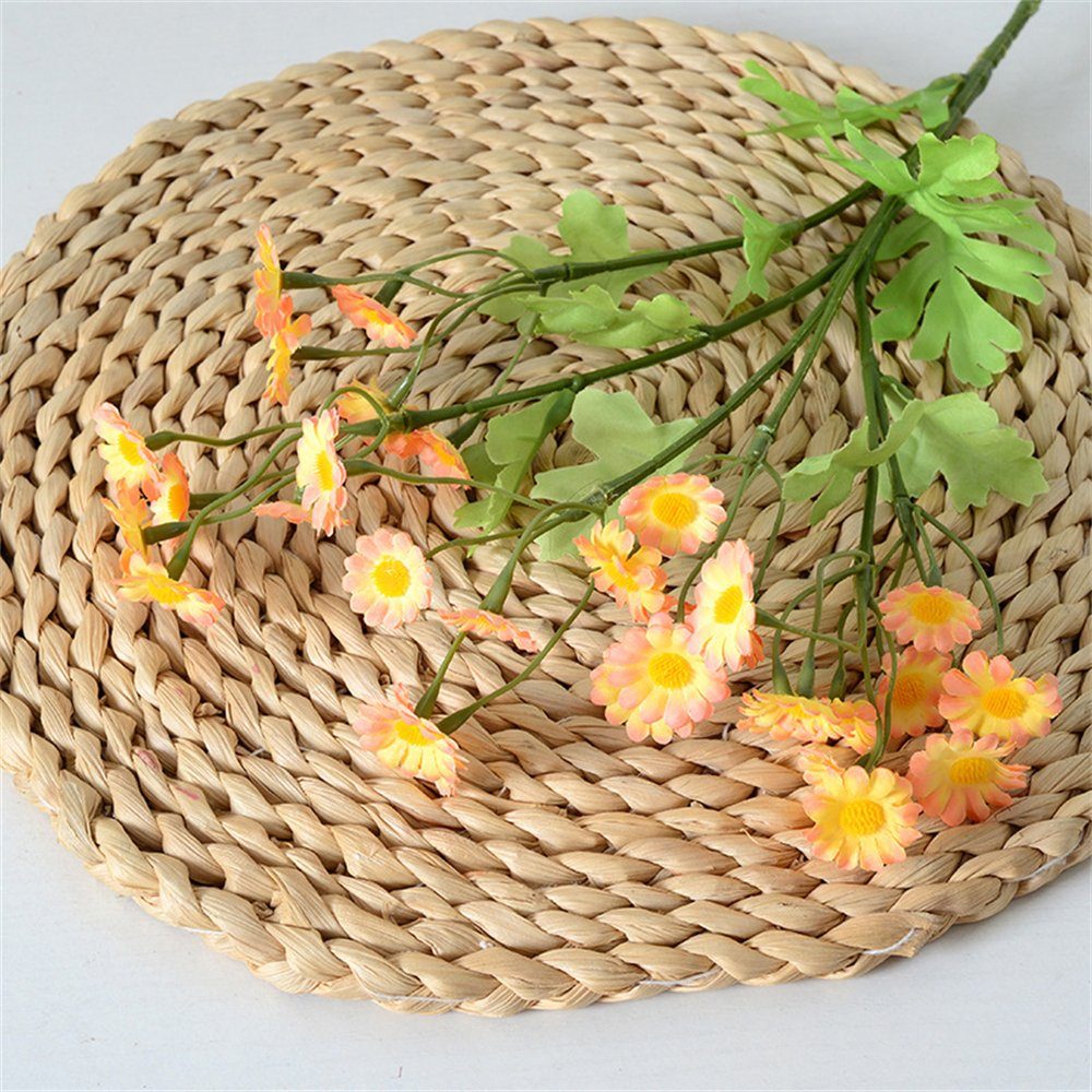 Seidenblumen, Kunstblumen Kunstblumen,kleine Orange Rouemi, Gänseblümchen 8Stück Heim Kunstblumenstrauß Kamille