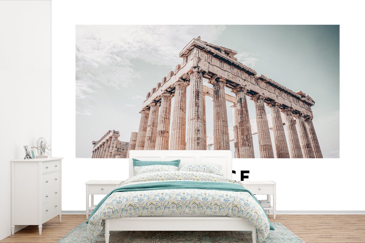 Schlafzimmer, St), MuchoWow Parthenon Tapete für (6 - Wohnzimmer, bedruckt, Griechenland Matt, Fototapete - Wallpaper Vinyl Athen, Kinderzimmer,