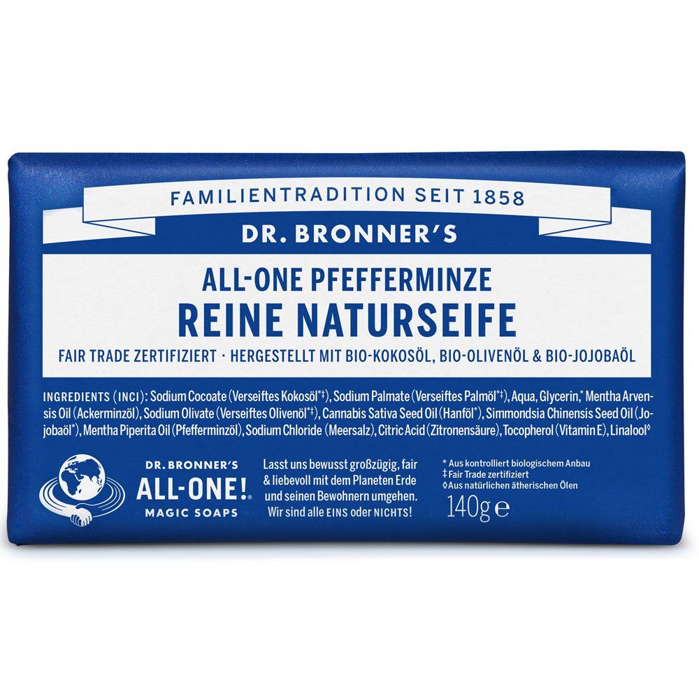 Dr. Bronners Handseife Reine Naturseife Pfefferminze, 140 g