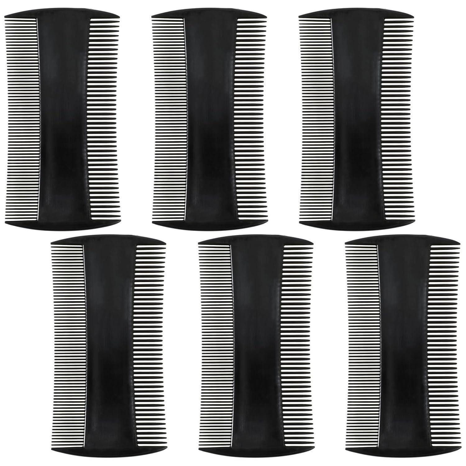 LuxusKollektion Bartkamm 6 Stück Bartkamm Männer Fein Schwarz Doppelseitiger Friseur Kamm