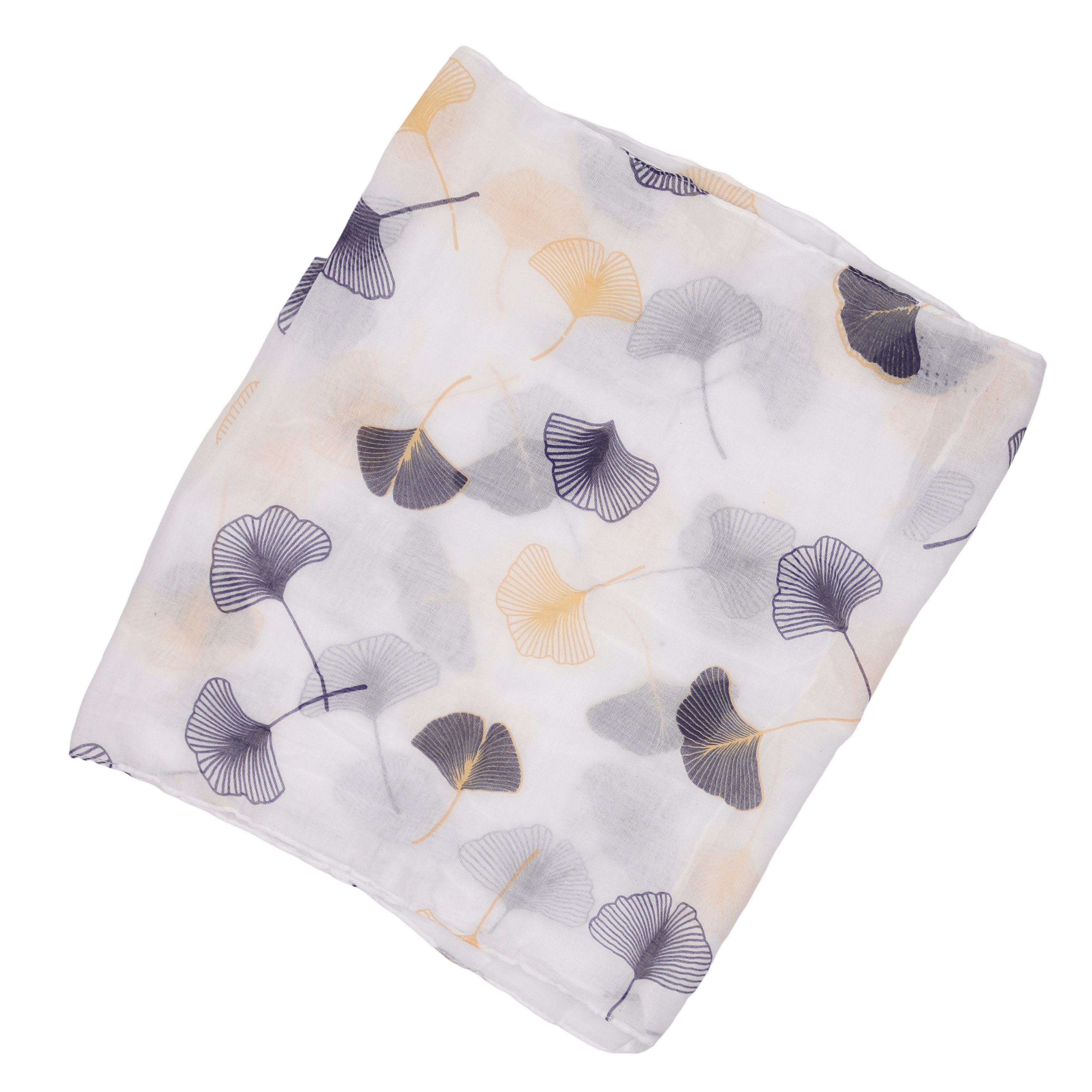MIRROSI Loop Damen Schal mit Ginkgo-Muster Weich aus 100% Baumwolle Schlauchschal, (ca.160x45cm zweimal um den Hals wickelbar) – Bild 4 von 4