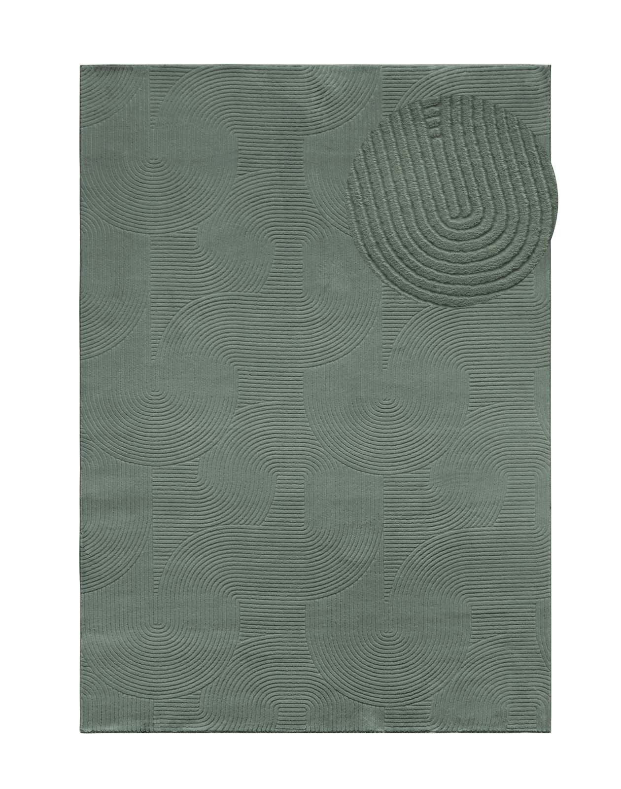 TaraCarpet Teppich TaraCarpet Homestyle 390 Wellen, rund, Höhe: 10 mm, Felloptik hoch-tief weich waschbar Welle hellgrün 80x80 rund
