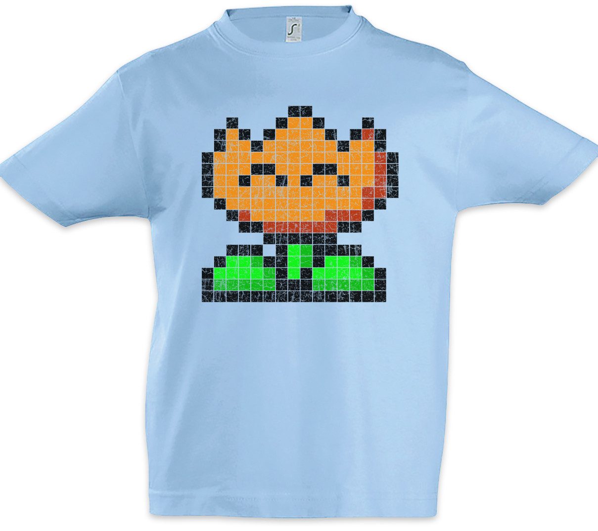 Print-Shirt Pixel Flower Kinder T-Shirt Super Video Game Mario Gamer Gaming Geek