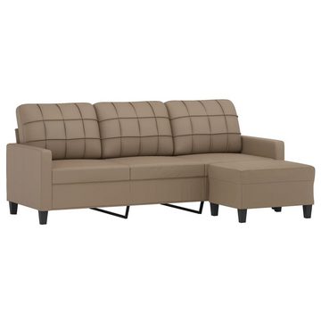 vidaXL Sofa 3-Sitzer-Sofa mit Hocker Cappuccino-Braun 180 cm Kunstleder