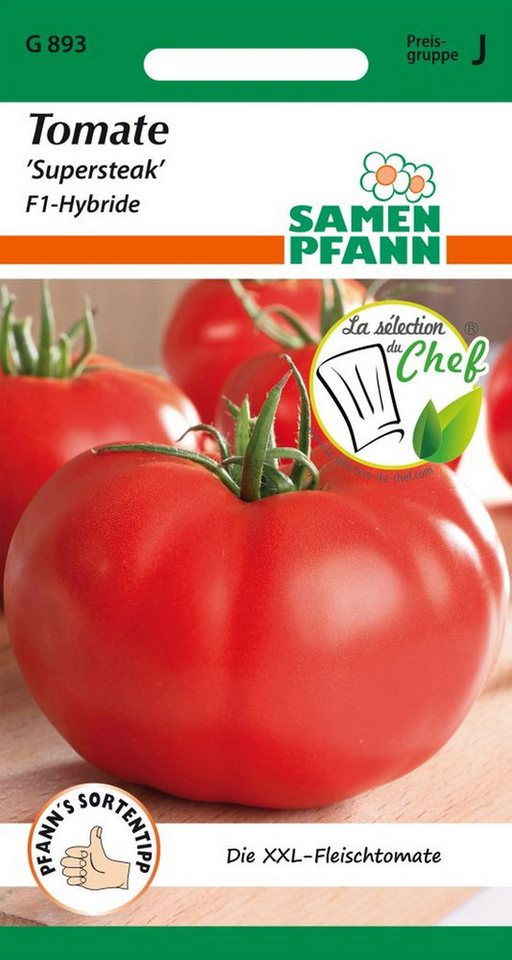 SAMEN PFANN Gemüsesamen Tomate, Supersteak F1 (XXL-Tomate) - Saatgut Tomaten Samen, Solanum lycopersicum