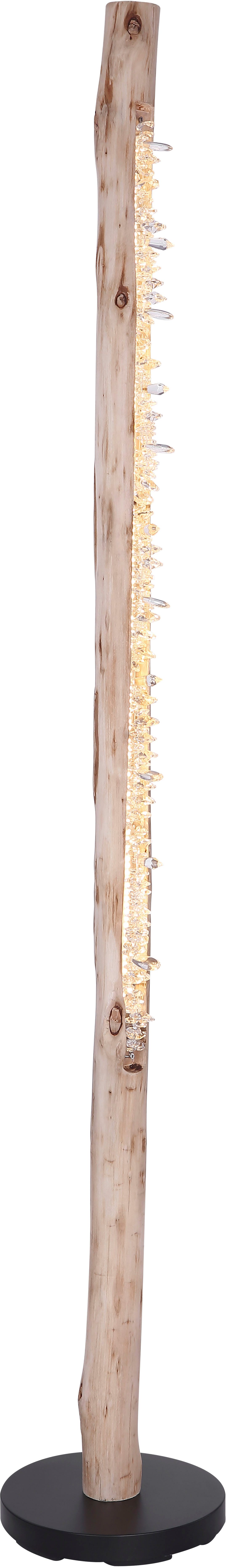 GLOBO LIGHTING Stehlampe FELICITAS, LED fest integriert, Warmweiß, Stehleuchte Schwarz/Holz, Acryl kristall, dimmbar, LED 20W