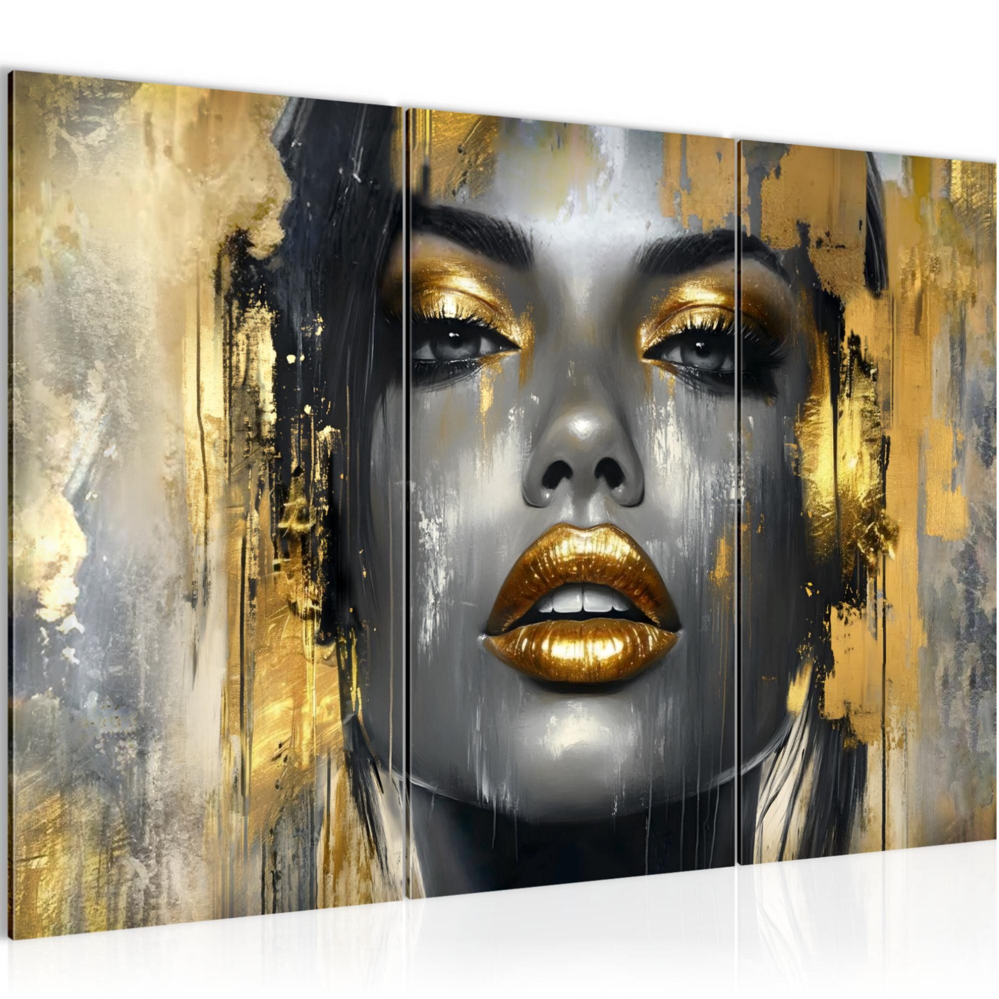 Runa Art Wandbild Fashion Frau Bild Schlafzimmer Lippen 120 x 80 cm 052831a, 40 x 80 cm - 3 Bilder