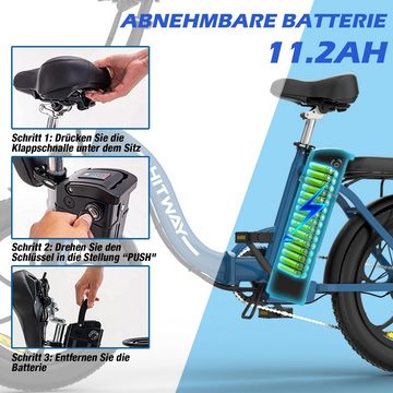 HITWAY E-Bike, Elektrofahrrad klapprad E-Bike FatReifen 20" 36V/11Ah