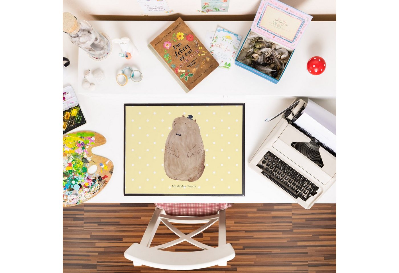Thumbnail - Mr. & Mrs. Panda Schreibtischunterlage Murmeltier - Gelb Pastell - Geschenk, Schreibtischauflage, Schreibwar, (Packung, ...