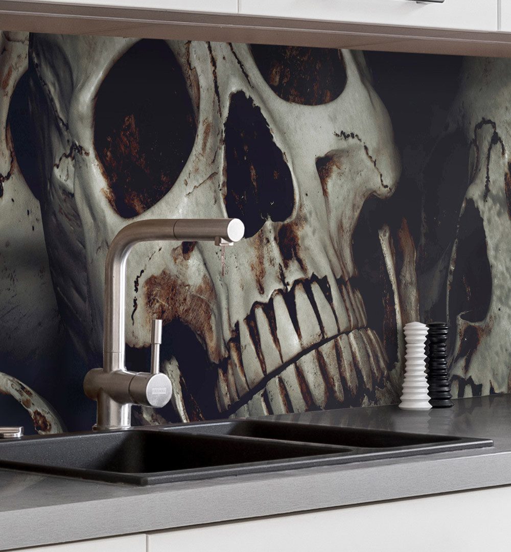 MyMaxxi Küchenrückwand Küchenrückwand selbstklebend Totenkopfgrube Spritzschutz Folie, (Klebefolie passend geschnitten und gerollt B 60 cm x H 60 cm), Totenkopfgrube B 60 cm x H 60 cm