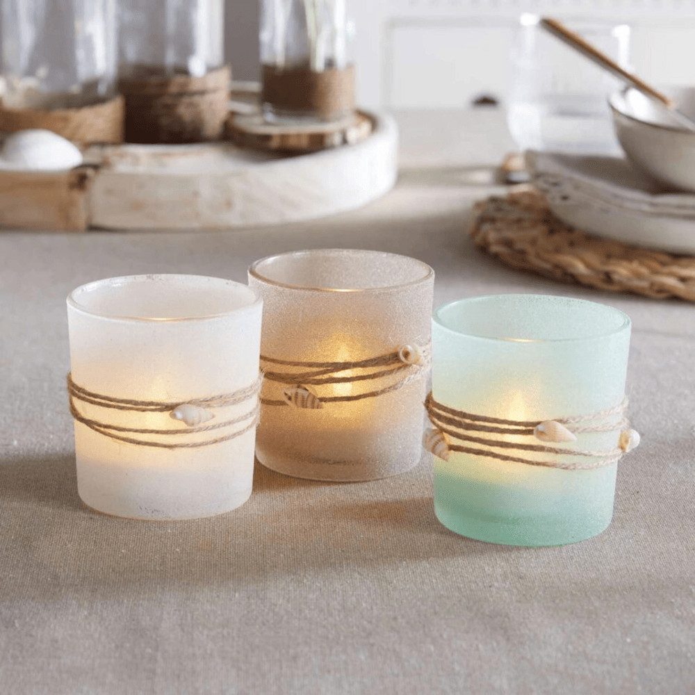 Home-trends24.de Windlicht Maritim Windlicht 3er-Set Muscheln Teelichthalte günstig online kaufen