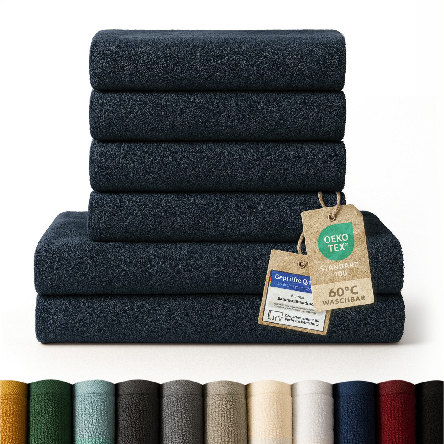 Blumtal Handtuch Set Premium 4/6-tlg. Frottier Dusch- (70x140 cm) & Handtuch (50x100 cm), Frottee (Set, 6-St), 100% Baumwolle, Oeko-TEX Zertifiziert