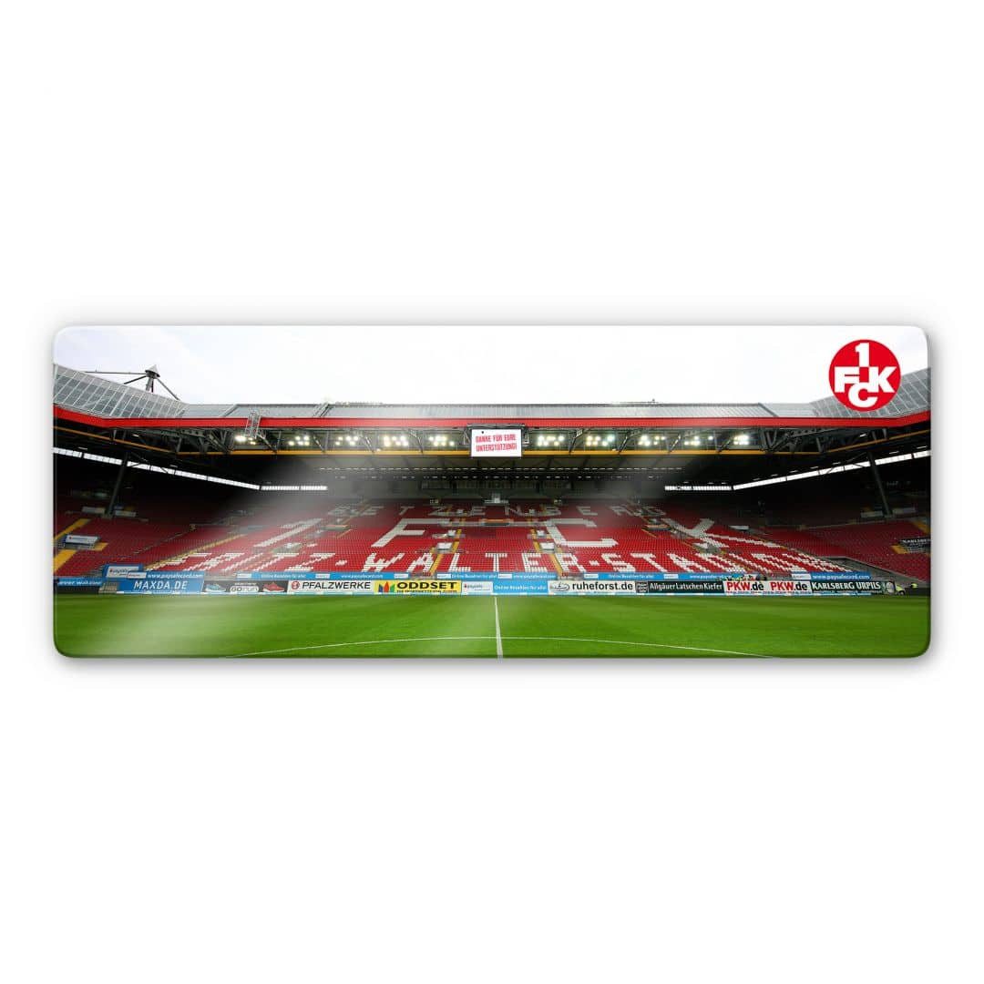 K&L Wall Art Glasbild Fußball Glasbild Modern 1.FC Kaiserslautern Stadion Tribüne, Sportverein Deko Bilder, Wohnzimmer Wandbild aus Glas moderne Glasbilder inkl. Wandhalterung