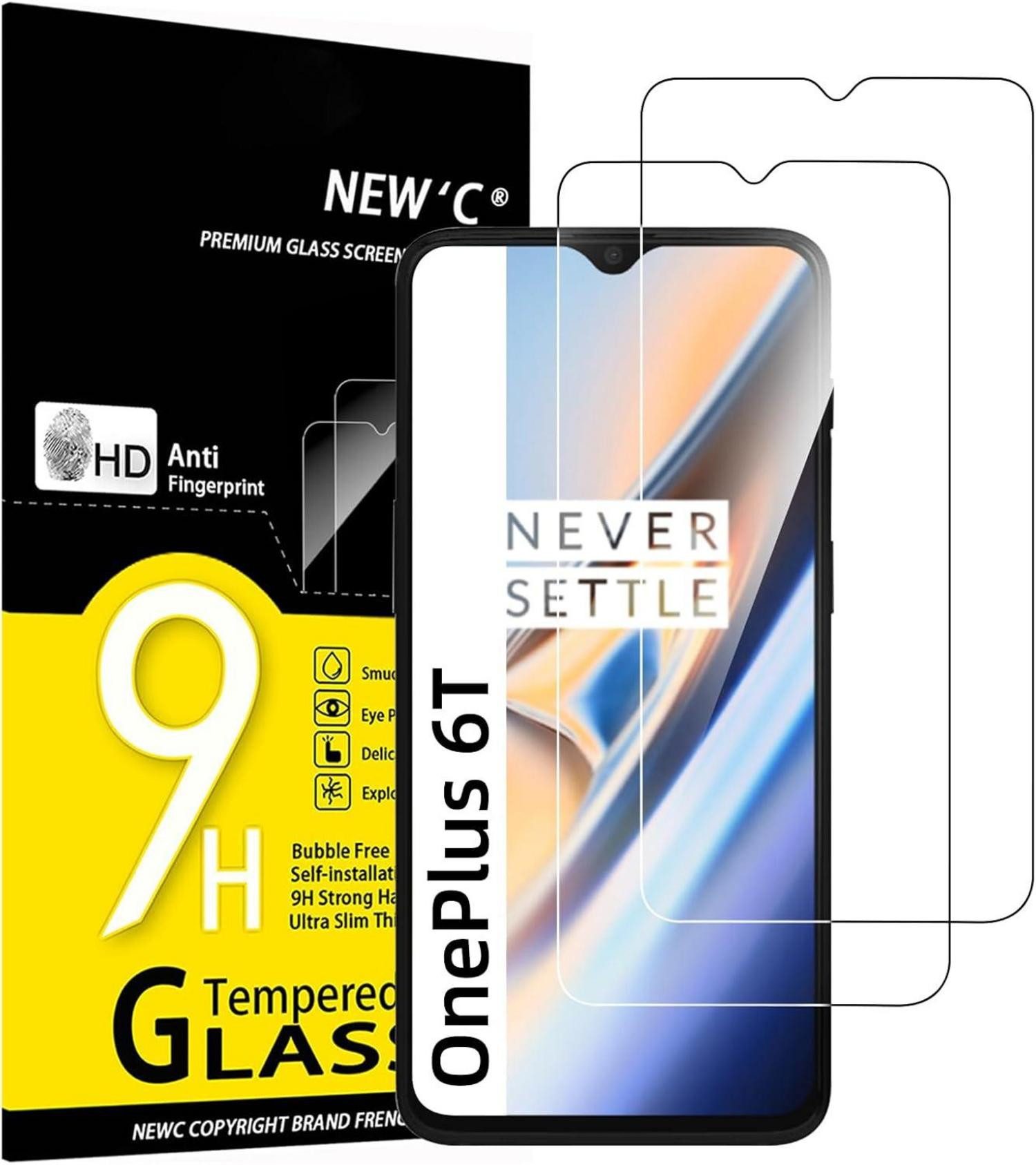 LuxusKollektion Displayschutzglas 2 Stück Panzer Schutz Glas One Plus 6T 7 Displayschutz 9H