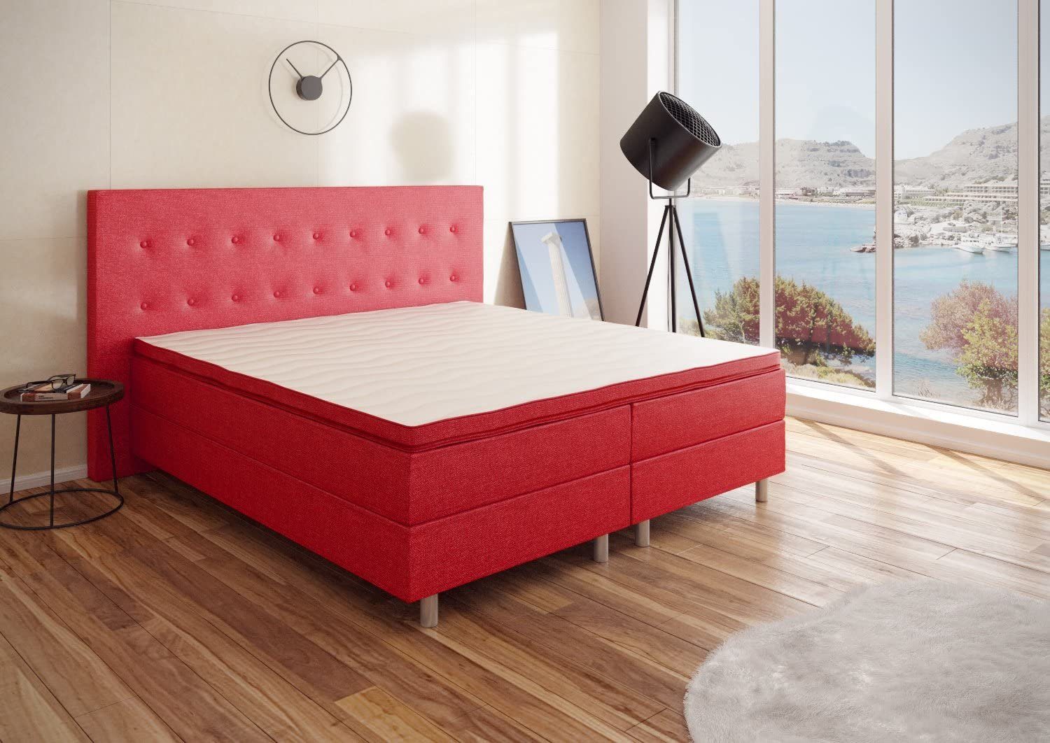 Best for Home Boxspringbett NEO Bonellfederkern inkl. 5 cm Topper (90x200 100x200 120x200 140x200 160x200 180x200 200x200 cm), Handwerksqualität, TOP- Preis-Leistungs-Verhältnis