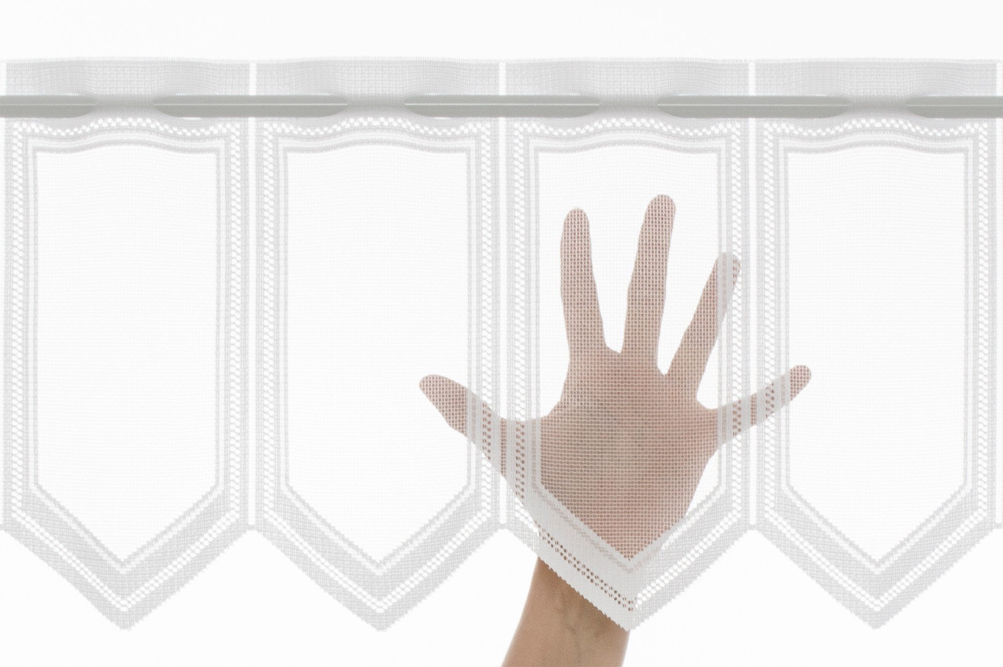 Gardinen Kranzusch Scheibengardine schlichter Jacquard (1 St), Stangendurchzug, transparent, Stablöcher,transparent,verschiedene Höhen, Breiten – Bild 4 von 4