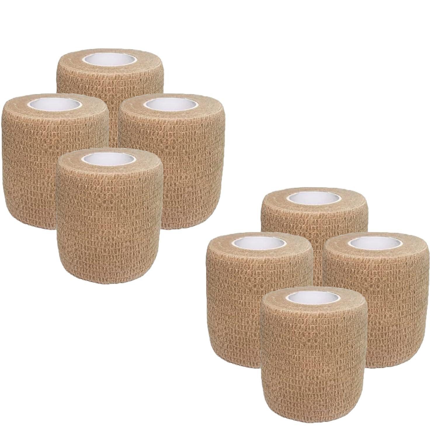 LuxusKollektion Pferdebandage Verband selbstklebend Nonwoven Pflaster 5cm 4,5m 8 8 Rollen Hautfarbe