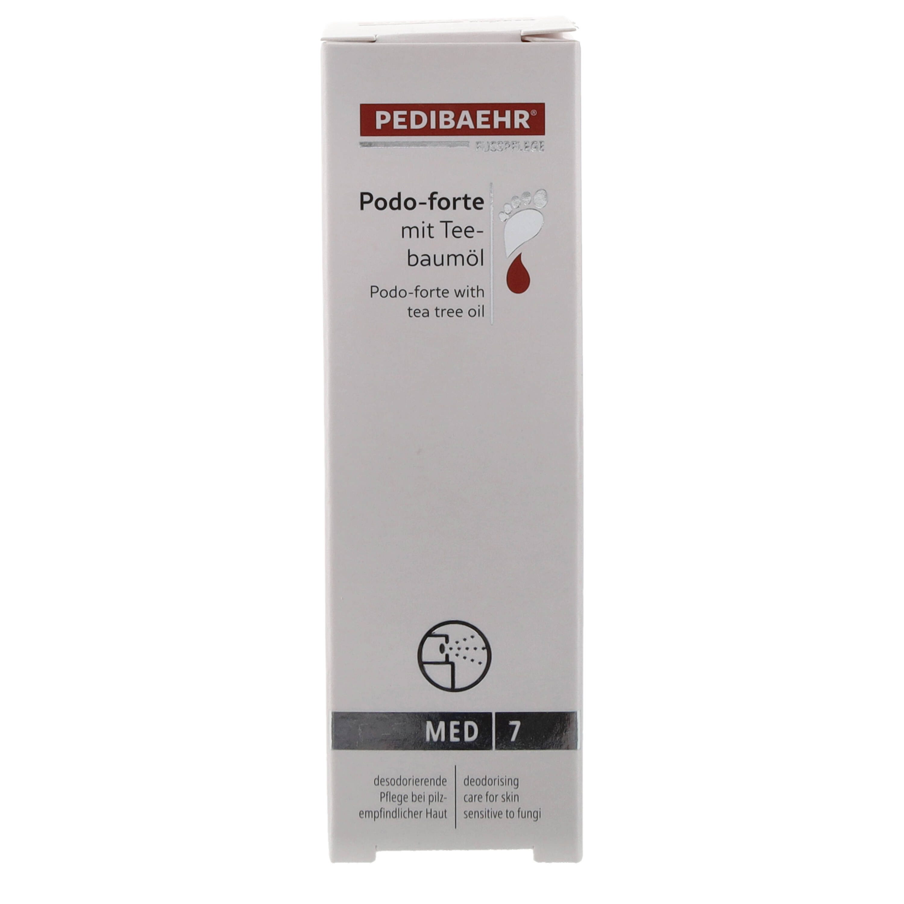 Pedibaehr Fußspray Pedibaehr MED Podo-forte mit Teebaumöl Spray 30ml pflegend mit Allantoin, 1-tlg., mit Salicylsäure zur Haut- & Nagelpilz-Prävention